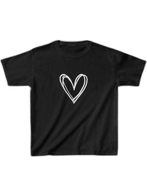 Zamerya Çocuk Kız Baskılı T-Shirt - Siyah