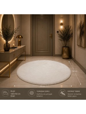 Wooly Life 150CM Oval Peluş Halı Tavşan Tüyü Premium