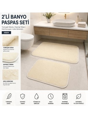 Wooly Life 2li Banyo Paspas Seti Ultra Yumuşak Peluş Banyo Takımı 50X60CM 60X100CM