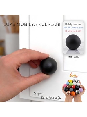 Sert Plastik Düğme Yuvarlak Top Mat Siyah Dolap Mobilya Mutfak Dolabı Çekmece Kulbu Kulpu Kulplar