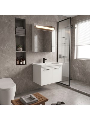 Usart | BONUS70 cm Soft Beyaz Banyo Dolabı Seti