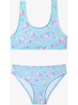 Penti Kız Çocuk Unimermaid Unicorn Desenli Halter Bikini Takımı