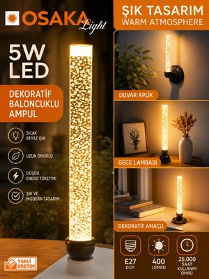 Avarson OSAKA 5W Sarı IŞIK E27 Dekoratif Baloncuklu LED Ampul