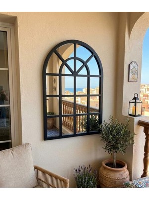 Siyah Pencere Model Dekoratif Duvar Aynası Modern, Country, Iskandinav, Bohem Salon Antre Yatak Odası Aynası Modern Ev Dekoru