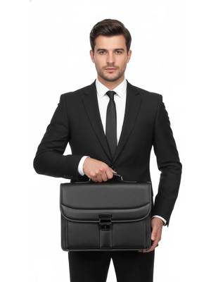 Meschain Meschaın Evrak Tipi Erkek El Çantası Kilit Mekanizmalı Omuz Askılı 15,6 Inç Laptop Bölmeli