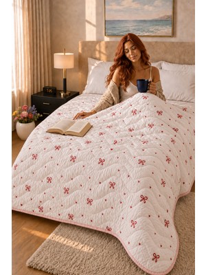 Laila Kapitone Pamuklu Çift Kişilik 200 x 230 cm Çok Amaçlı Yatak Örtüsü / Pike