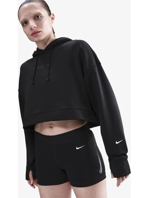 Nike Pro Therma-Fıt Fleece Kadın Crop Kapüşonlu Siyah Antrenman Sweatshirt | HV3600-010