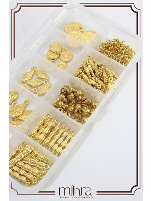 Mihra Takı Tasarım Tesbih Püskülü Yapım Seti Gold Sarı Metal 25 Adet Püskül Yapımı