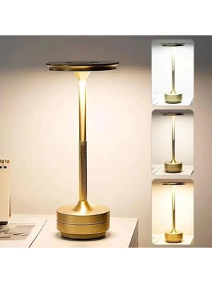Meks Masa Lambası Eskitme Kasa Dokunmatik Şarj Edilebilir 3 Renk Işık Modlu LED Aydınlatmalı Modern ve D