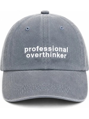 BarsDepo Eazy Professional Overthinker Unisex Şapka Açık Gri Nakışlı Baseball Cap Şapka Ayarlanabilir