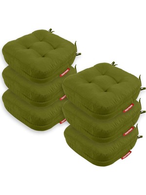 Sandalye Minderi 6'li Set 42X42X8 cm Kalın Çift Kat Pofidik Minder Yıkanabilir Fermuarlı Su ve Y