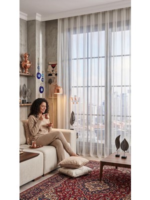 Woxstor Beyaz Tül Perde, Hazır Dikilmiş, 1x2,5 Orta Pileli, Salon Yatak Odası Mutfak Balkon (125