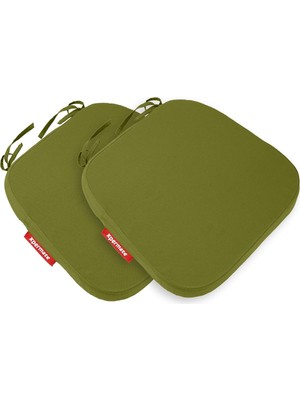 2'li Sandalye Minderi Seti Oval 42X42X5 cm Standart Fit, Fermuarlı Yıkanabilir Kılıf, Bağcıkl�