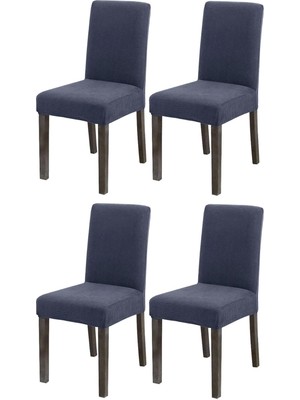 Bambu Nano Kumaş Likralı Sandalye Kılıfı Lastikli Yıkanabilir Esnek Sandalye Örtüsü 4'lü S