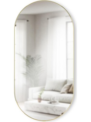Hubba Hap Duvar Aynası 91,4 cm x 45,7 cm – Ince Pirinç Çerçeveli Büyük Ayna, Banyo, Yatak O