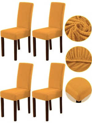 Bambu Nano Kumaş Likralı Sandalye Kılıfı Lastikli Yıkanabilir Esnek Sandalye Örtüsü 4'lü S