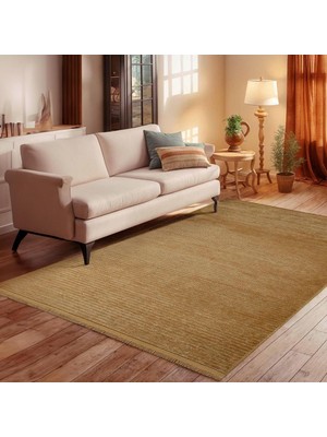 AyrStore Kaymaz Taban Halı, Aden Leona 1, Makinada Yıkanabilir Şönil Dokuma Halı (Altın Rengi - 100 x 1