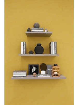 Asra Trend Modern 3'lü Uçan Raf Çok Amaçlı Duvar Rafı ORGANIZER%100 Mdf Kitaplık Mutfak Banyo