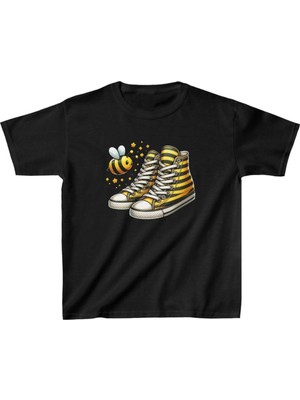 Tarz Yeri Unisex Çocuk Baskılı T-Shirt - Siyah