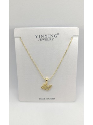 Nd Jewelry Odette Gold Renk Taşlı Kuğu Çıtır Kolye (40+5 cm)