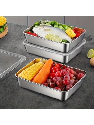 Adalı Store Çok Amaçlı Paslanmaz Çelik Fırın ve Saklama Kabı (25X20X5 Cm)