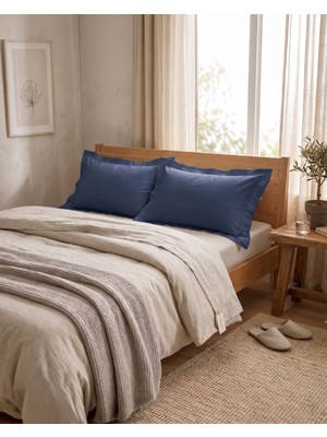 PureText | Purecomfort | %100 Ranforce Pamuk Volanlı 2'li Yastık Kılıfı Seti | Sarı