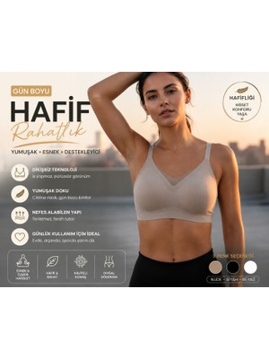 Nior Lifestyle Nior Kadın Dikişsiz Bej Spor Sütyeni - Toparlayıcı ve Destekli Fitness Bralet Nior Women's Seamless Beige Sports Bra - Push Up And High Support Fitness Bralette