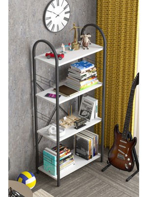Bezos Metal Kitaplık Beyaz 150 cm