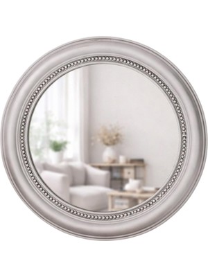 Dekoratif Yuvarlak Duvar Aynası 50 cm – Modern Çerçeveli Ayna, Salon Antre Banyo Için (Gümü
