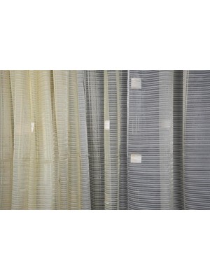 Organze 1950 Krem Renk 5_3 Hazır Dikilmiş Pileli Fon Perde 300 * 260 cm