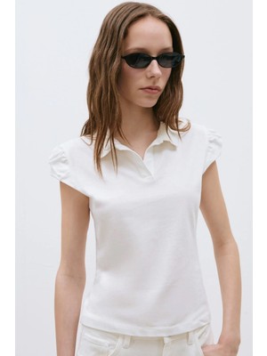 Suud Collection Ekru Joan Fit Polo Yaka Tişört