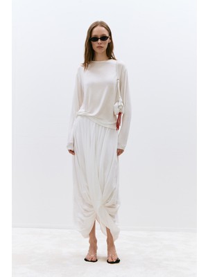 Suud Collection Beyaz Royan Şalvar Etek