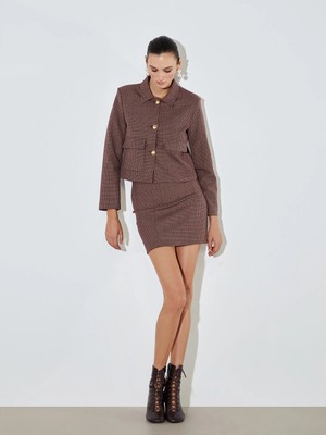 Lc Waikiki Yeni Sezon Dar Fit Ekose Mini Etek
