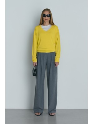 Suud Collection Gri Lina Pileli Pantolon