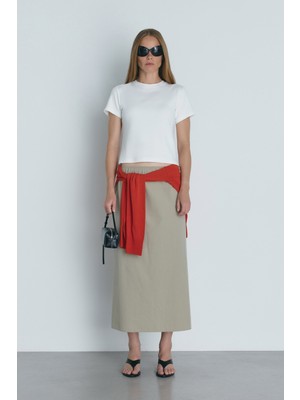 Suud Collection Ekru Comfy Basic Tişört Kadın Kısa Kol Günlük Stil Yumuşak Pamuklu