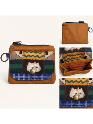 Street Bag Kedi Desenli Çok Cepli Cüzdan Günlük Seyehat Kullanım Kolay Taşınabilir Su Geçirmez