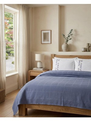 Mamcrazy Vela Indigo %100 Pamuk Tek Kişilik Pike