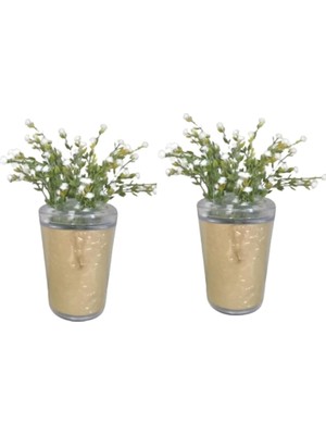 Uravas Store 2 Adet Vazo Dahil,vazoda Çiçek,beyaz Yapay Çiçek,vazo Dekoratif Altın Yaprak 9X9X17CM