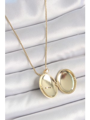 Fantastik Store 316L Çelik Gold Renk Zincir Zirkon Taşlı Anka Kuşu Işlemeli Açılır Model Kadın Kolye - Lisinya