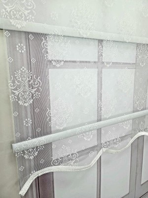 Damask Desenli Çift Mekanizmalı Tül Stor Perde MT3049 180X200