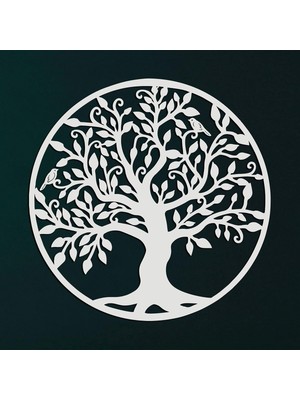 Metal Duvar Sanatı - Beyaz Hayat Ağacı - Metal Aile Ağacı - Metal Duvar Silueti, Metal Duvar De