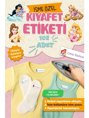 Msticker Kıyafet Etiketi - Okul Kıyafetlerine Kişiye Özel 30 Saniyede Kolay Uygulama Yıkanabilir - Prenses