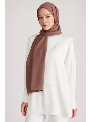 Belli Fresh Düz Tensel Sütlü Kahve Coral Şal - 6299