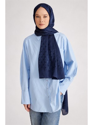 Belli Fresh Geometrik Desen Lacivert Jakarlı Şal 1 - 242107