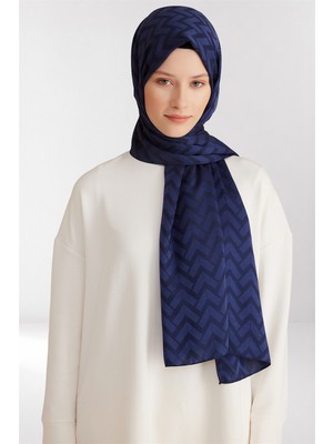 Belli Fresh Geometrik Desen Lacivert Capri Şal 2 - 247793