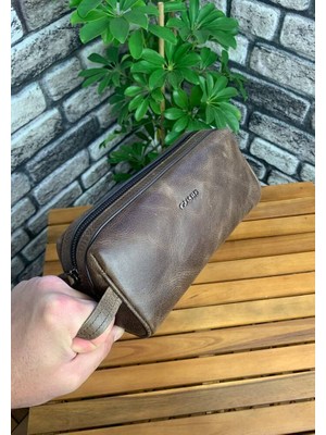 Hsc Bilişim Guard Antik Kahverengi Unisex Deri El Çantası