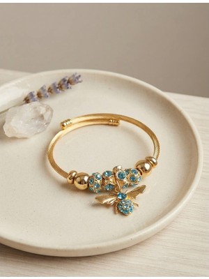 Evimdeyokyok Mavi Arı Model Gold Renk Charm Bileklik TJ-BB8687