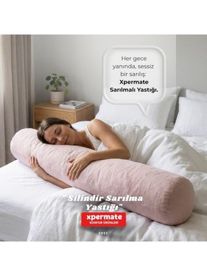 Xpermate Sarılma Yastığı, Uyku Yastığı, Bacak Arası Yastık Silindir 150 x 20(Pembe)