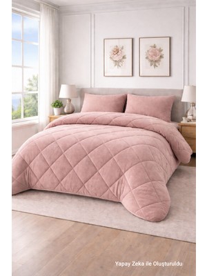 Homenup Çift Kişilik Yorgan Renkli Wellsoft Çift Taraflı 195X215 Pembe