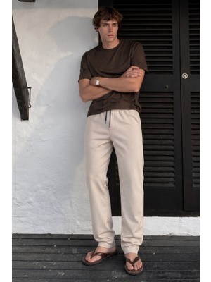 Bej Düz Paça Erkek Pantolon 6535